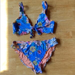 Girls Hobie blue floral Bikini set